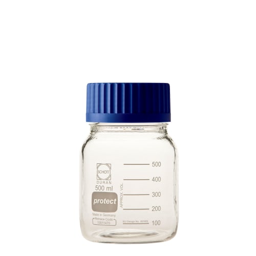 Shibata Scientific DURAN® 广口安全外套螺旋盖瓶，带蓝盖 500mL 10 瓶 017250-0500A