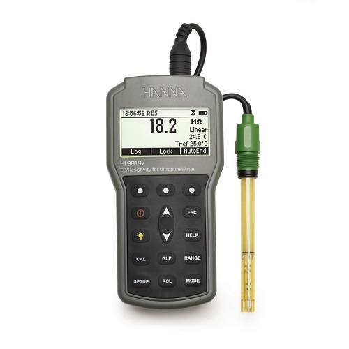 Hanna Instruments 日本专业超纯水 EC 计 EC/TDS/电阻率/盐度/℃计 HI 98197