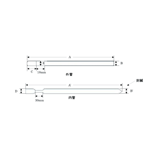 水溶液用对称微型薄壁样品管 BMS-005T(V)