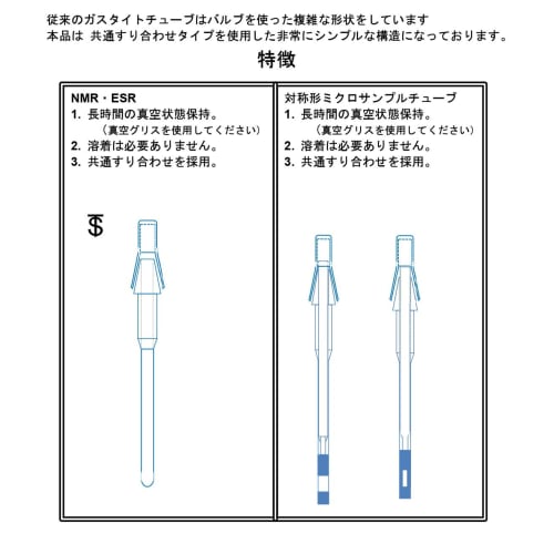 用于水溶液的气密 5mm 对称微型样品管 BMS-005VGT