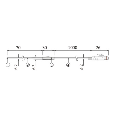 ESPECMIC 带不锈钢保护管温度传感器 RTH-3030 2.0m