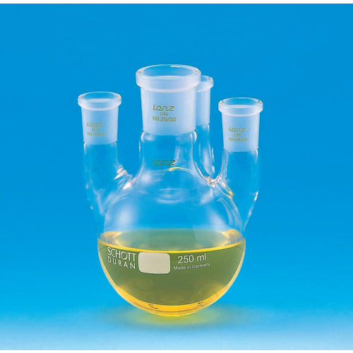 NS（普通滑动）四颈圆底烧瓶250mL，中管29/32，侧管19/26
