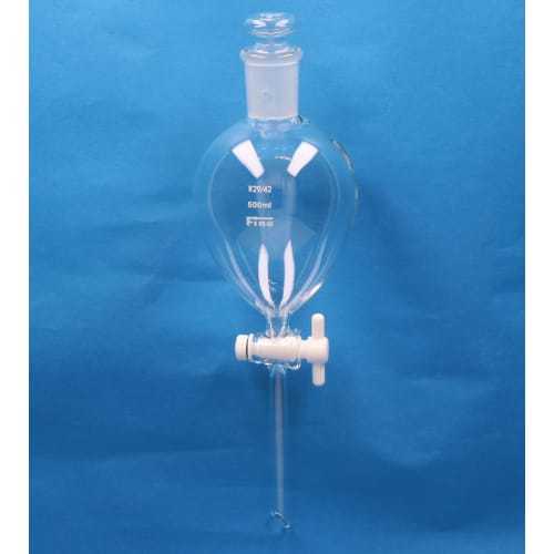 精细普通滑动分液漏斗 扁球型 500mL 带 PTFE 旋塞