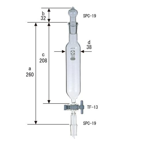 圆柱形 SPC 分液漏斗，带 PTFE 旋塞 100mL 030260-19100