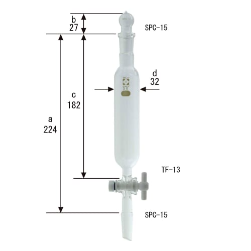 SPC 圆柱形分液漏斗，带 PTFE 旋塞 50mL 030260-1550