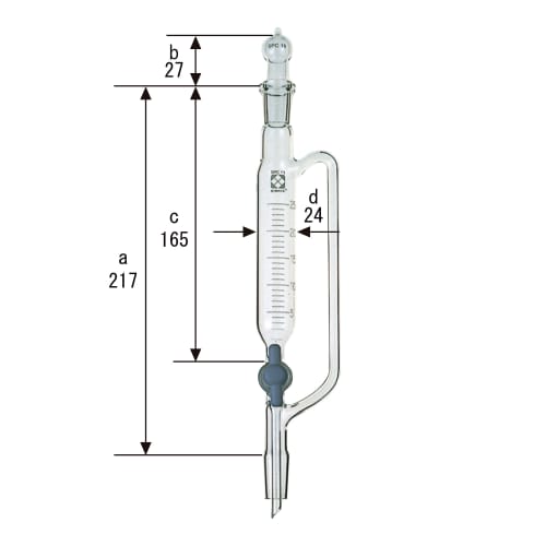 SPC 分液漏斗 25mL 压力平衡侧管，带刻度和 PTFE 旋塞 030230-1525