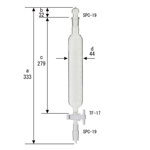 圆柱形 SPC 分液漏斗，带 PTFE 旋塞和刻度 200mL 030270-19200