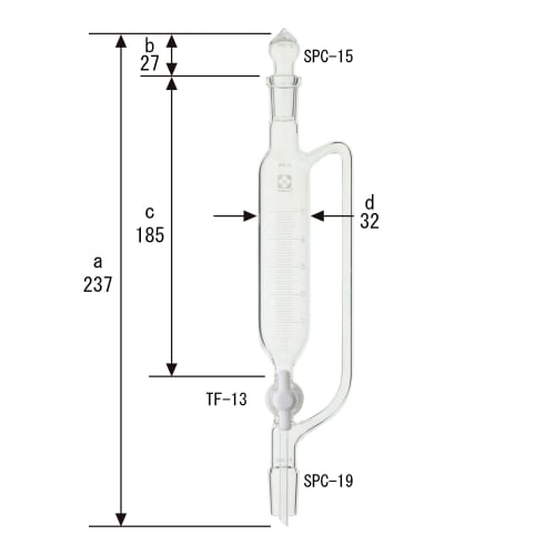 SPC 分液漏斗 50mL 压力平衡侧管，带刻度和 PTFE 旋塞 030230-1550