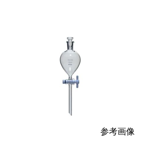 Fine透明共通折合分液ロート 平栓 球型 300mL PTFEコック付