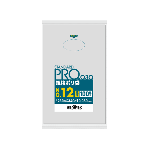 STANDARD PRO 规格ポリ袋 L12 12号 0.03t 透明 100P×30册