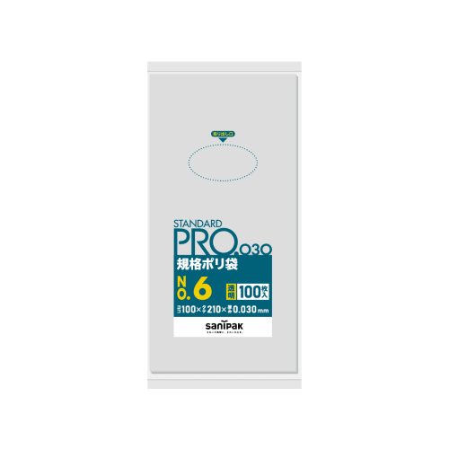 STANDARD PRO 规格ポリ袋 L06 6号 0.03t 透明 100P×80册