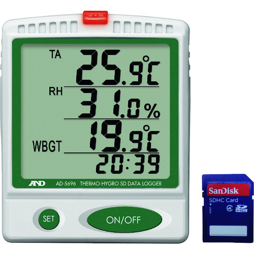 A&D温湿度SD数据记录仪AD5696带通用（ISO）校准（检验报告+溯源系统图）AD5696-00A00