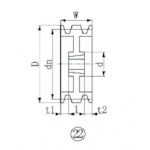 ＥＶＮ　ブッシングプーリー　ＳＰＺ　２２４ｍｍ　溝数３　SPZ224-3