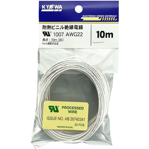 ky树ul耐热乙烯基绝缘电线ul1007 awg22 10m白色UL1007 AWG22 10M WH